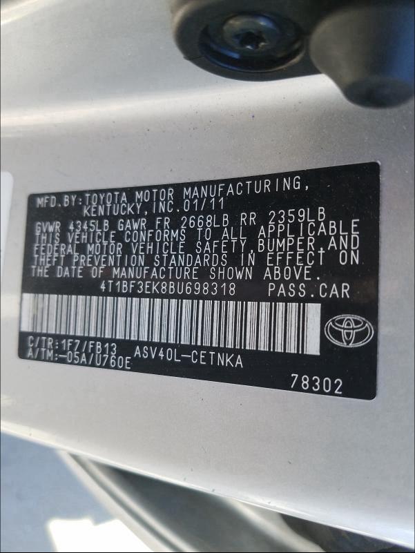 Photo 9 VIN: 4T1BF3EK8BU698318 - TOYOTA CAMRY BASE 