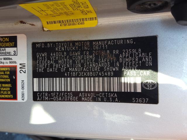 Photo 9 VIN: 4T1BF3EK8BU745489 - TOYOTA CAMRY BASE 