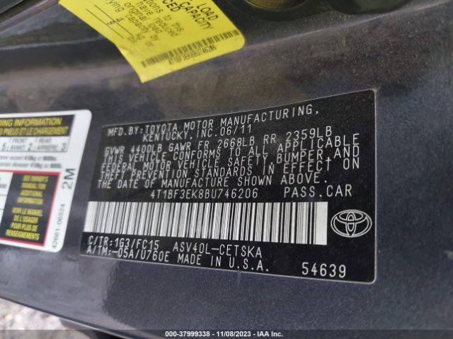 Photo 8 VIN: 4T1BF3EK8BU746206 - TOYOTA CAMRY 