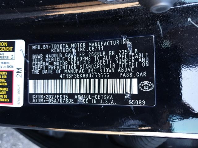 Photo 9 VIN: 4T1BF3EK8BU753656 - TOYOTA CAMRY BASE 