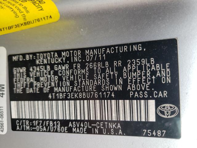 Photo 9 VIN: 4T1BF3EK8BU761174 - TOYOTA CAMRY BASE 