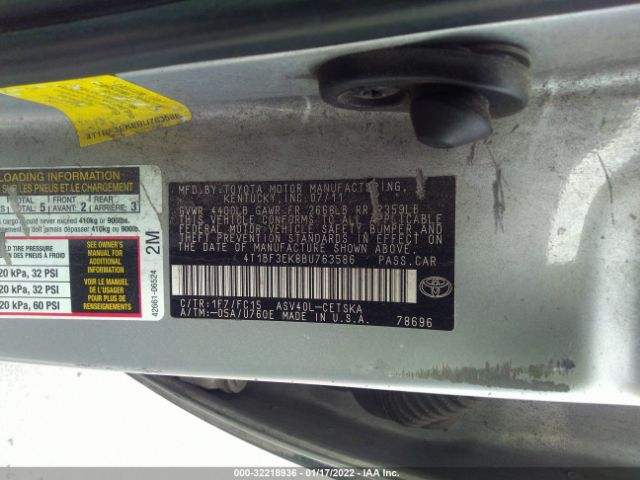 Photo 8 VIN: 4T1BF3EK8BU763586 - TOYOTA CAMRY 