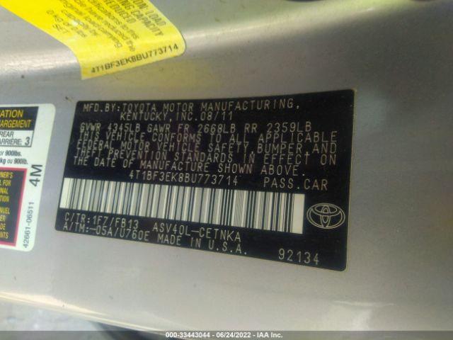 Photo 8 VIN: 4T1BF3EK8BU773714 - TOYOTA CAMRY 