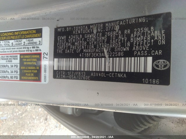 Photo 8 VIN: 4T1BF3EK9AU022586 - TOYOTA CAMRY 