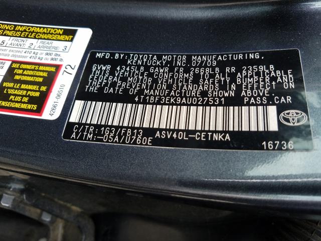 Photo 9 VIN: 4T1BF3EK9AU027531 - TOYOTA CAMRY BASE 