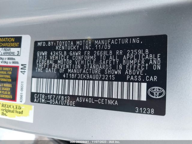 Photo 8 VIN: 4T1BF3EK9AU073215 - TOYOTA CAMRY 