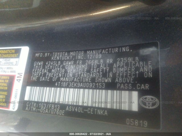 Photo 8 VIN: 4T1BF3EK9AU092153 - TOYOTA CAMRY 