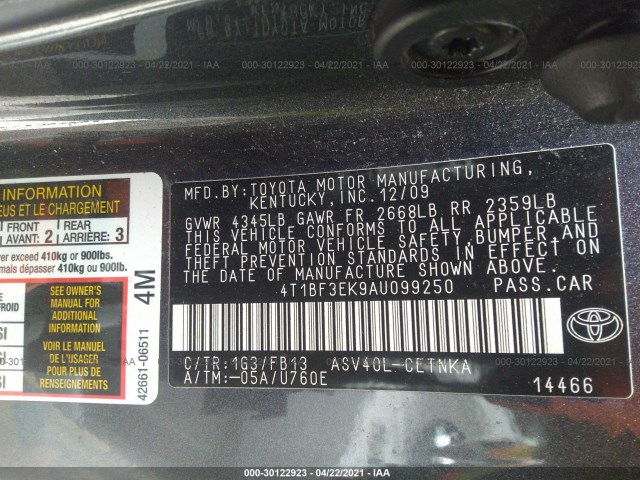 Photo 8 VIN: 4T1BF3EK9AU099250 - TOYOTA CAMRY 