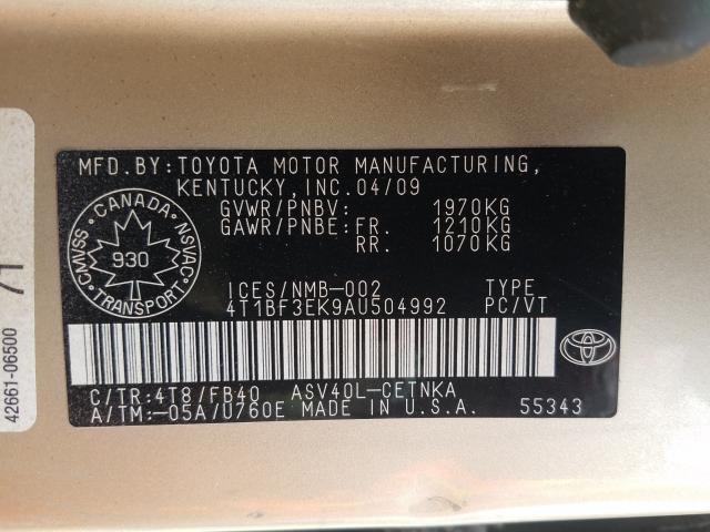 Photo 9 VIN: 4T1BF3EK9AU504992 - TOYOTA CAMRY BASE 