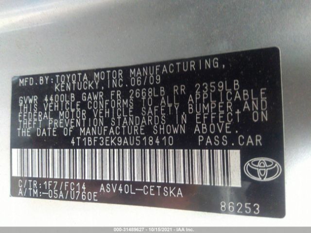 Photo 8 VIN: 4T1BF3EK9AU518410 - TOYOTA CAMRY 