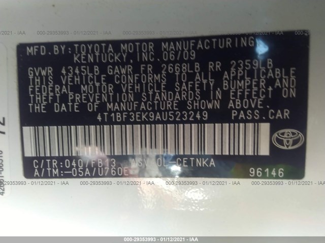 Photo 8 VIN: 4T1BF3EK9AU523249 - TOYOTA CAMRY 