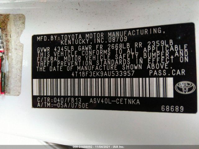 Photo 8 VIN: 4T1BF3EK9AU533957 - TOYOTA CAMRY 