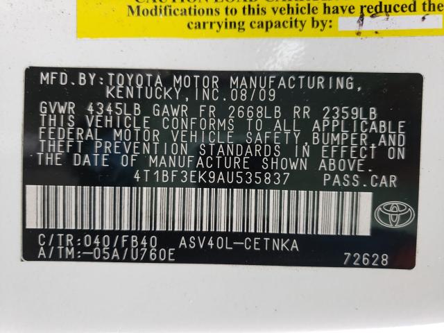 Photo 9 VIN: 4T1BF3EK9AU535837 - TOYOTA CAMRY BASE 