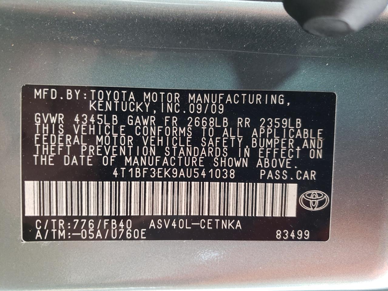 Photo 11 VIN: 4T1BF3EK9AU541038 - TOYOTA CAMRY 