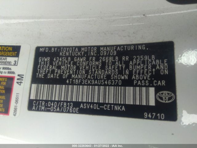 Photo 8 VIN: 4T1BF3EK9AU546370 - TOYOTA CAMRY 