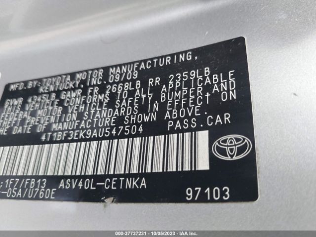 Photo 8 VIN: 4T1BF3EK9AU547504 - TOYOTA CAMRY 