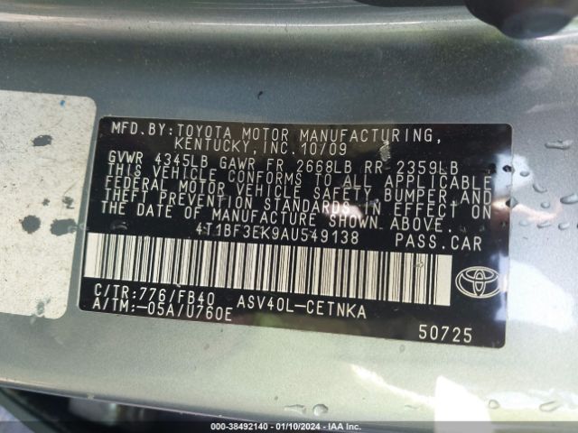 Photo 8 VIN: 4T1BF3EK9AU549138 - TOYOTA CAMRY 