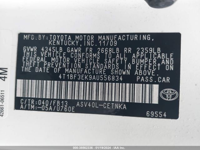 Photo 8 VIN: 4T1BF3EK9AU556834 - TOYOTA CAMRY 