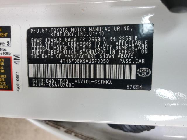 Photo 11 VIN: 4T1BF3EK9AU578350 - TOYOTA CAMRY BASE 