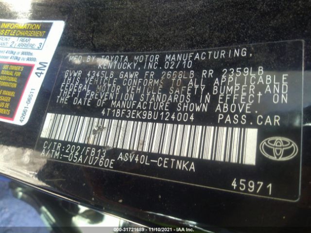 Photo 8 VIN: 4T1BF3EK9BU124004 - TOYOTA CAMRY 