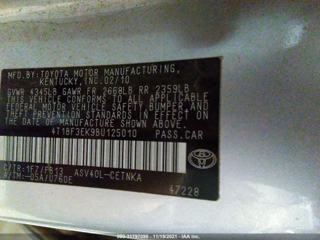 Photo 8 VIN: 4T1BF3EK9BU125010 - TOYOTA CAMRY 