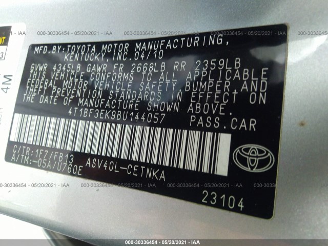 Photo 8 VIN: 4T1BF3EK9BU144057 - TOYOTA CAMRY 