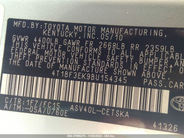 Photo 8 VIN: 4T1BF3EK9BU154345 - TOYOTA CAMRY 