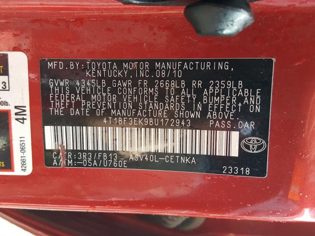 Photo 9 VIN: 4T1BF3EK9BU172943 - TOYOTA CAMRY BASE 