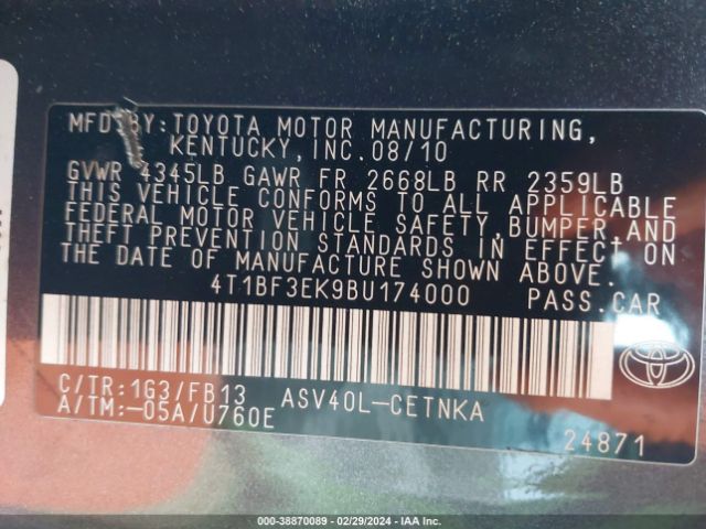 Photo 8 VIN: 4T1BF3EK9BU174000 - TOYOTA CAMRY 