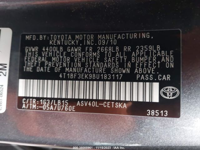 Photo 8 VIN: 4T1BF3EK9BU183117 - TOYOTA CAMRY 