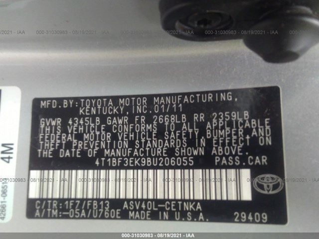 Photo 8 VIN: 4T1BF3EK9BU206055 - TOYOTA CAMRY 