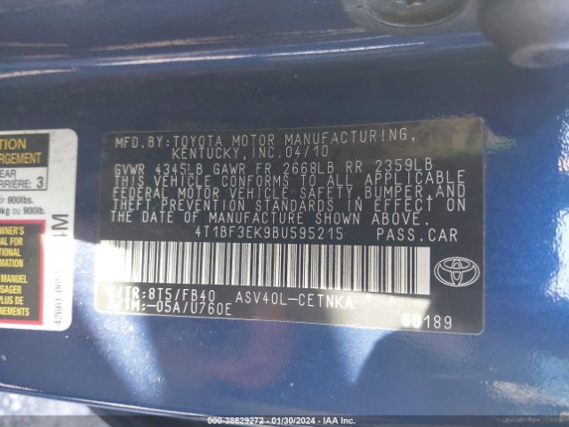 Photo 8 VIN: 4T1BF3EK9BU595215 - TOYOTA CAMRY 