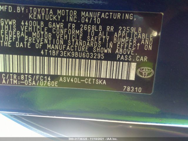 Photo 8 VIN: 4T1BF3EK9BU603295 - TOYOTA CAMRY 