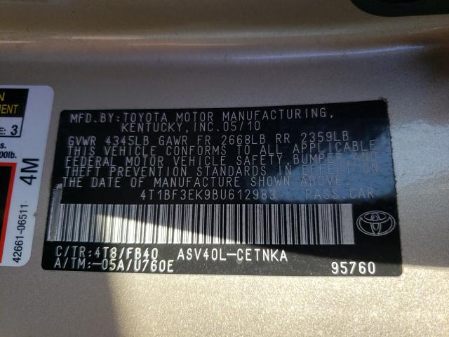 Photo 9 VIN: 4T1BF3EK9BU612983 - TOYOTA CAMRY BASE 