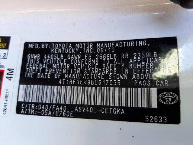 Photo 11 VIN: 4T1BF3EK9BU617035 - TOYOTA CAMRY BASE 