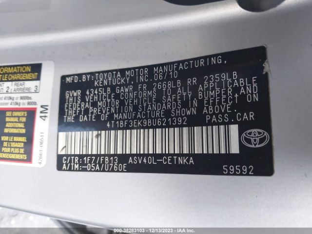 Photo 8 VIN: 4T1BF3EK9BU621392 - TOYOTA CAMRY 