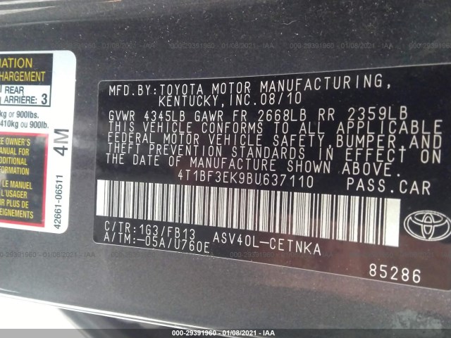 Photo 8 VIN: 4T1BF3EK9BU637110 - TOYOTA CAMRY 