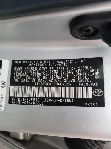 Photo 9 VIN: 4T1BF3EK9BU662024 - TOYOTA CAMRY BASE 