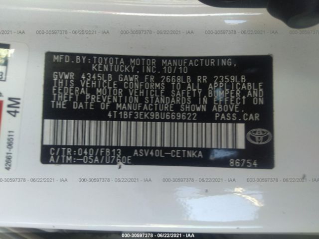 Photo 8 VIN: 4T1BF3EK9BU669622 - TOYOTA CAMRY 