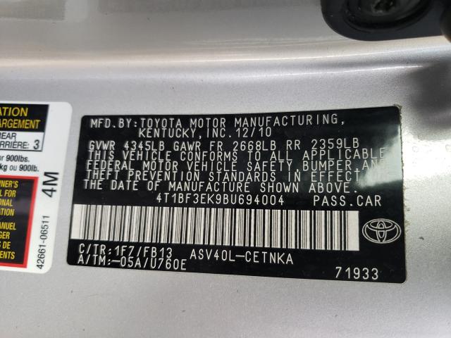 Photo 9 VIN: 4T1BF3EK9BU694004 - TOYOTA CAMRY BASE 