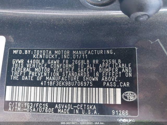 Photo 8 VIN: 4T1BF3EK9BU706975 - TOYOTA CAMRY 