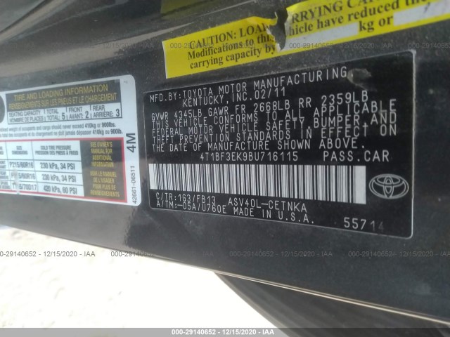 Photo 8 VIN: 4T1BF3EK9BU716115 - TOYOTA CAMRY 