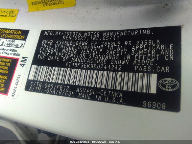 Photo 8 VIN: 4T1BF3EK9BU741242 - TOYOTA CAMRY 