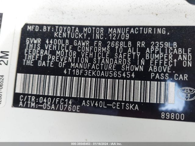 Photo 8 VIN: 4T1BF3EKOAU565454 - TOYOTA CAMRY 