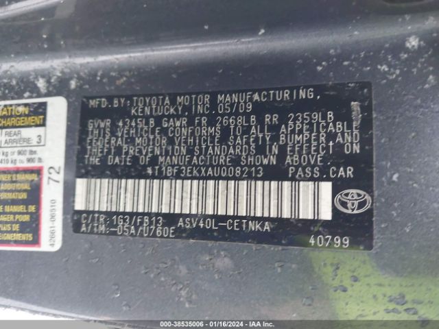 Photo 8 VIN: 4T1BF3EKXAU008213 - TOYOTA CAMRY 