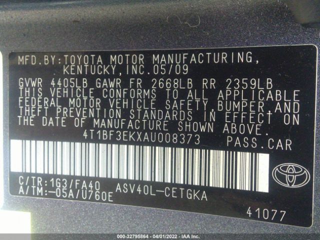 Photo 8 VIN: 4T1BF3EKXAU008373 - TOYOTA CAMRY 