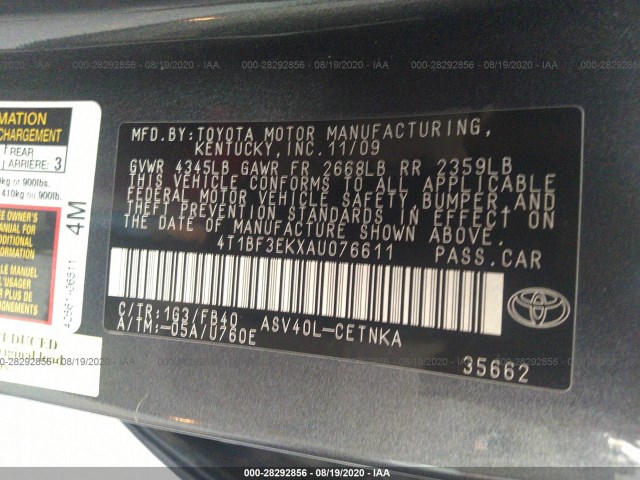 Photo 8 VIN: 4T1BF3EKXAU076611 - TOYOTA CAMRY 