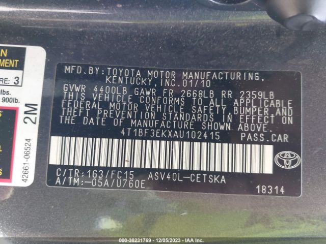 Photo 8 VIN: 4T1BF3EKXAU102415 - TOYOTA CAMRY 