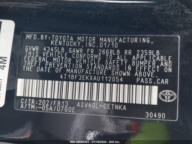 Photo 8 VIN: 4T1BF3EKXAU112054 - TOYOTA CAMRY 