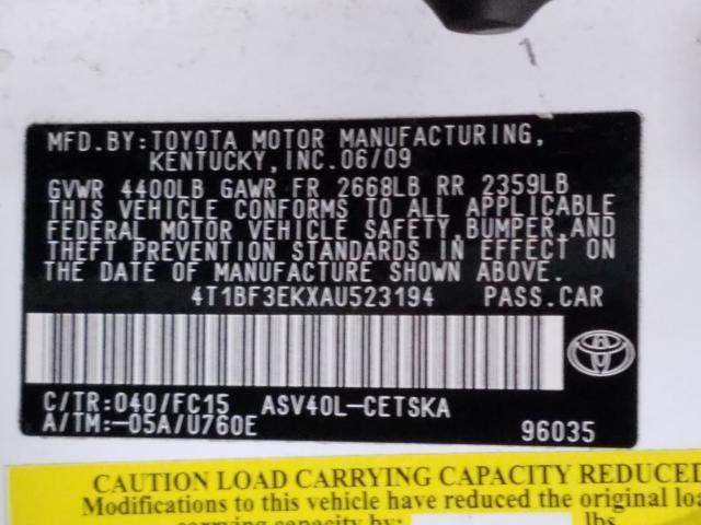 Photo 9 VIN: 4T1BF3EKXAU523194 - TOYOTA CAMRY BASE 